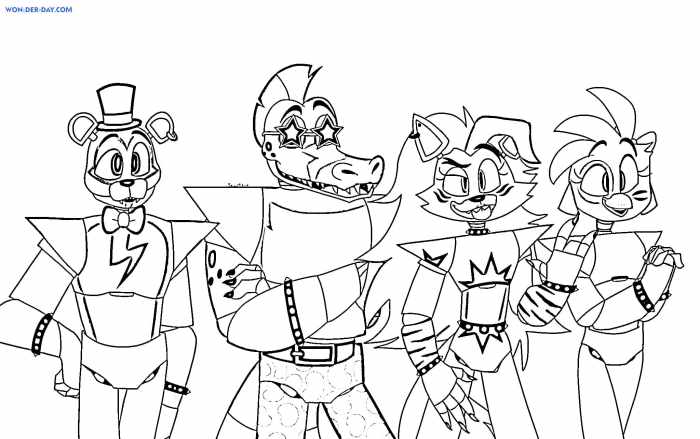 Fnaf coloring pages anime