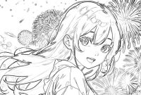 Black and white coloring pages of anime