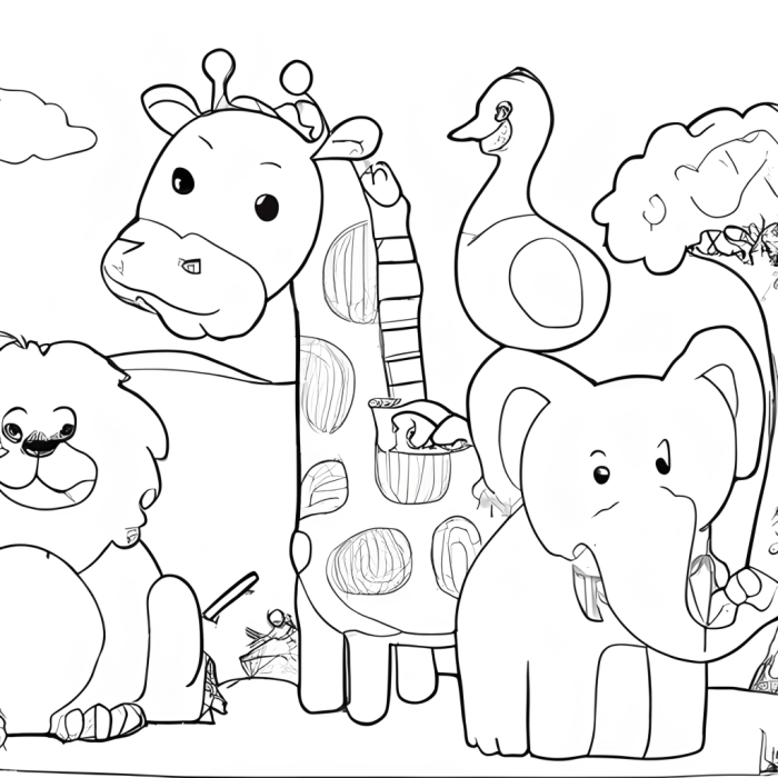 Feed animal black and white coloring page