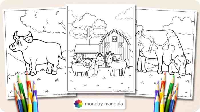 Coloring farm animals animal pages printable kids