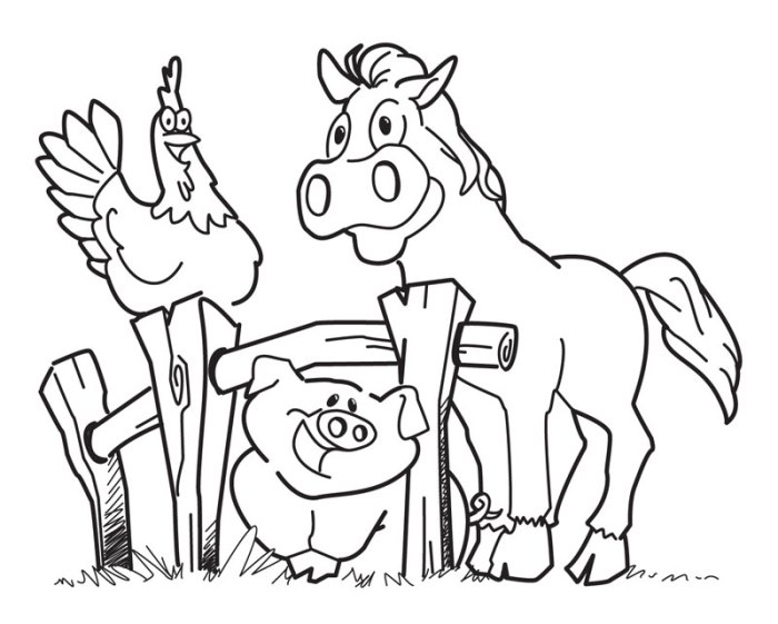 Farm animals coloring page free printable