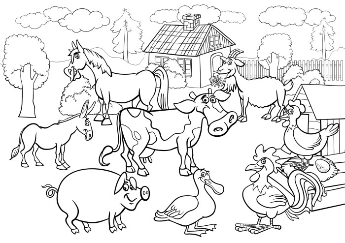 Fun farm animals coloring pages