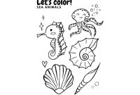 Coloring page ocean animals kawaii