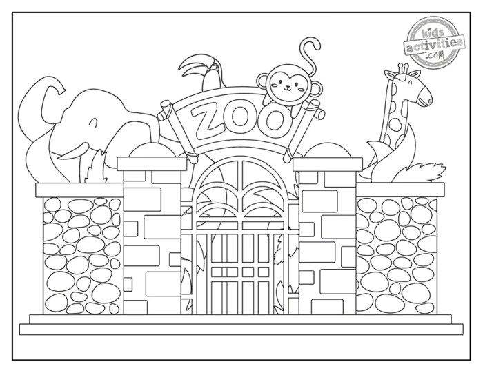 Free coloring sheet zoo animals