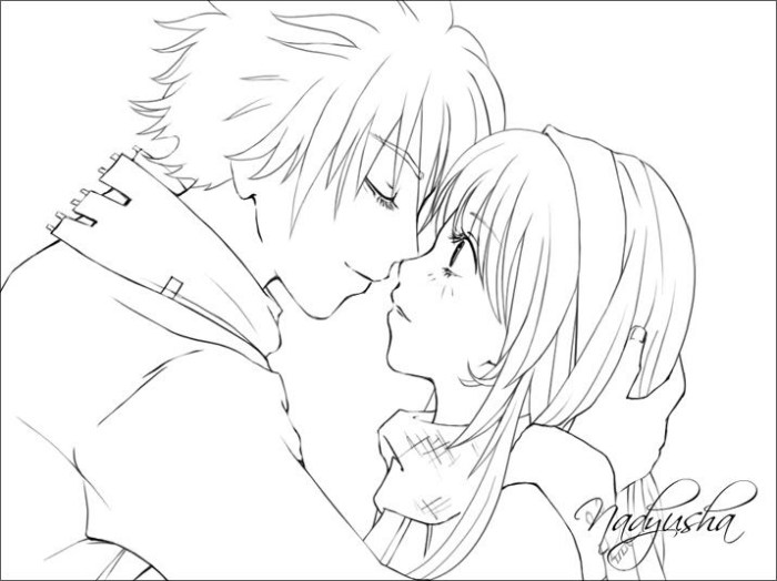 Easy anime love coloring pages