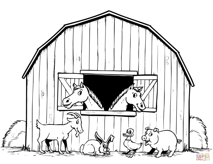 Farm animals and their babies coloring pages