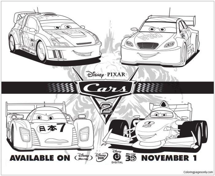 Cars 2 coloring book pages