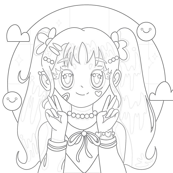 Cute anime coloring pictures summer