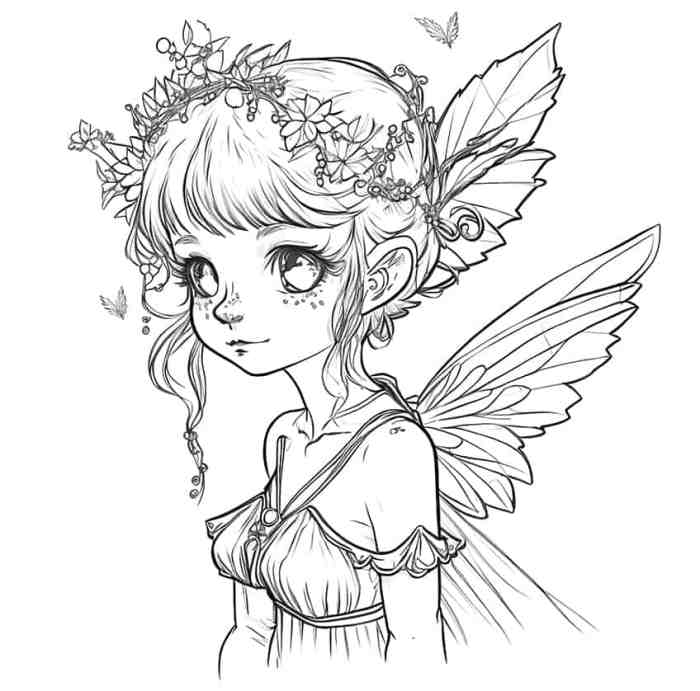 Fairy anime coloring page