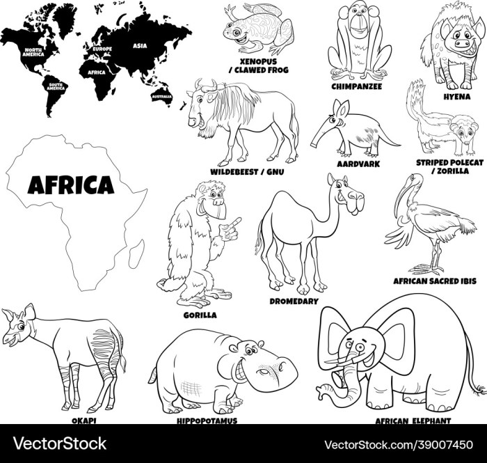 Africa animals coloring sheet