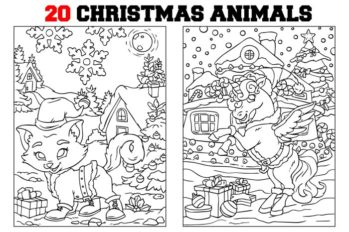 Animal christmas coloring sheets