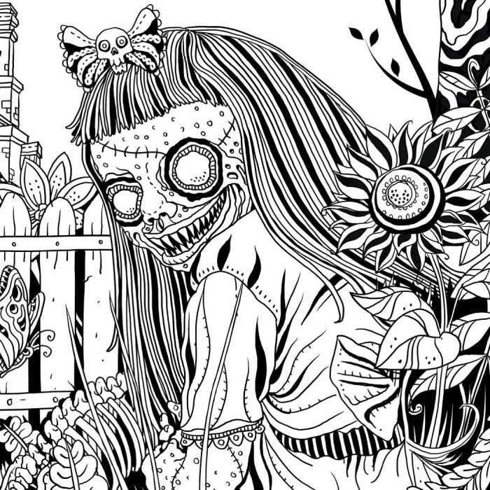 Horror anime coloring pages