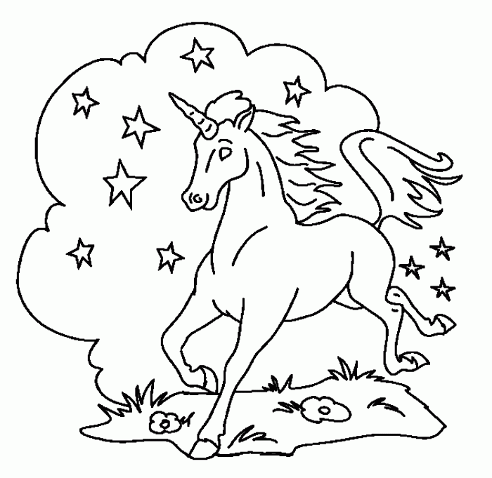 Coloring book page unicorn