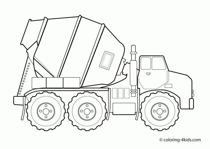 Coloring truck pages car construction dump cement drawing simple vehicles drawings cars trucks color kids printable easy print bulldozer clipartmag