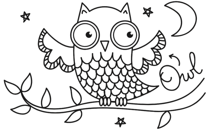 Easy coloring pages of nocturnal animals