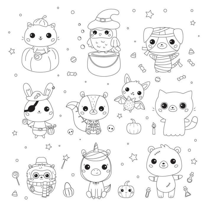 Halloween animal coloring page