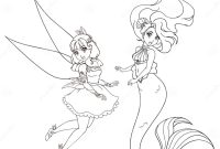 Fairy mermaids anime coloring page