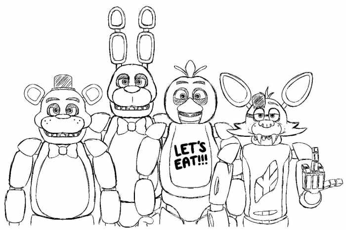 Fnaf coloring pages anime