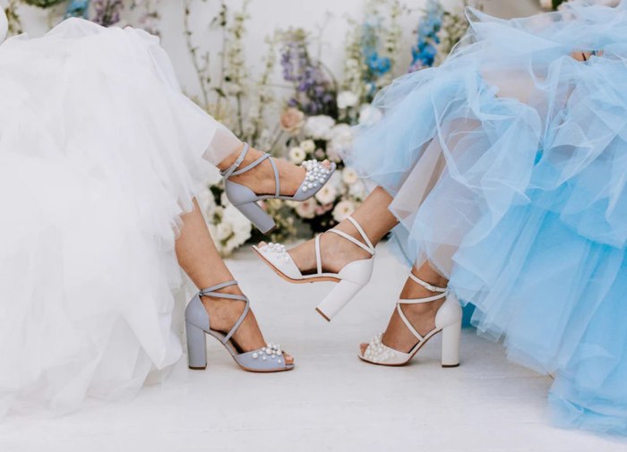 Wedding dress with blue shoes