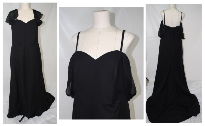 Black off the shoulder wedding guest dress