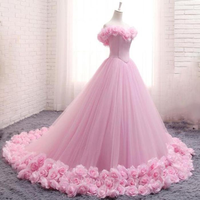 Pink princess wedding dresses