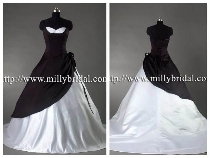 White wedding dress black accents