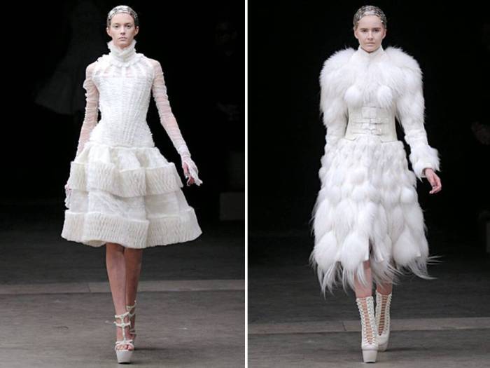 Alexander mcqueen feather wedding dress