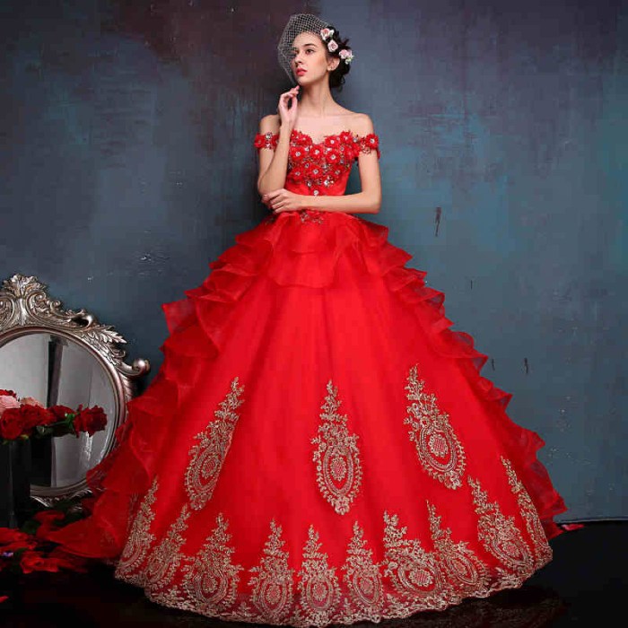 Blood red wedding dress