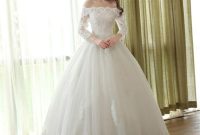 Off shoulder plus size wedding dress