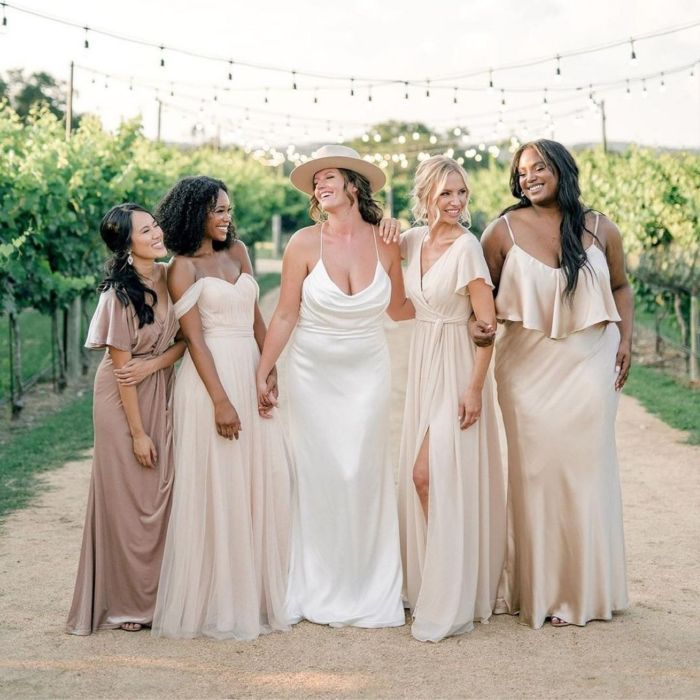 Champagne colored dress for wedding guest