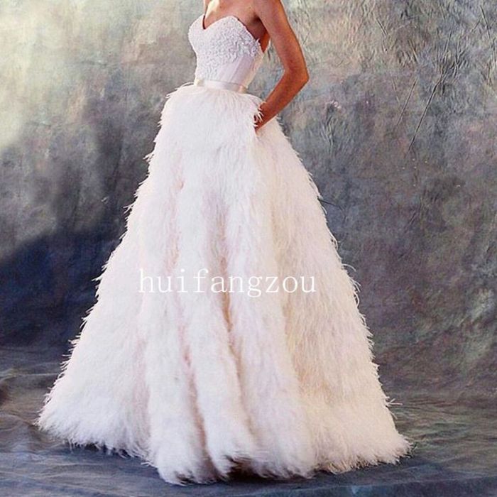 Wedding dress ostrich mermaid feather long feathers sleeve vestido novia bridal wholesale sophisticated champagne crystals aliexpress dresses robe gown