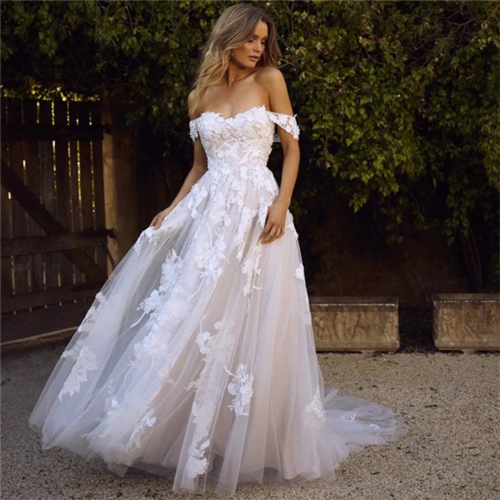 Off the shoulder corset wedding dresses