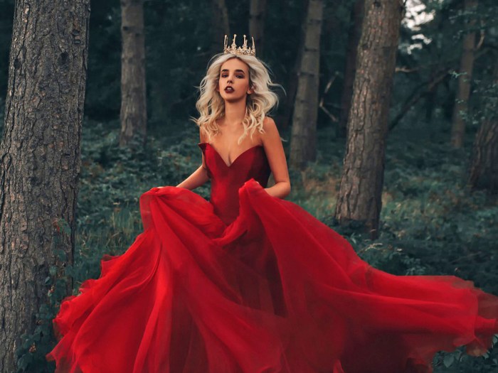 Blood red wedding dress