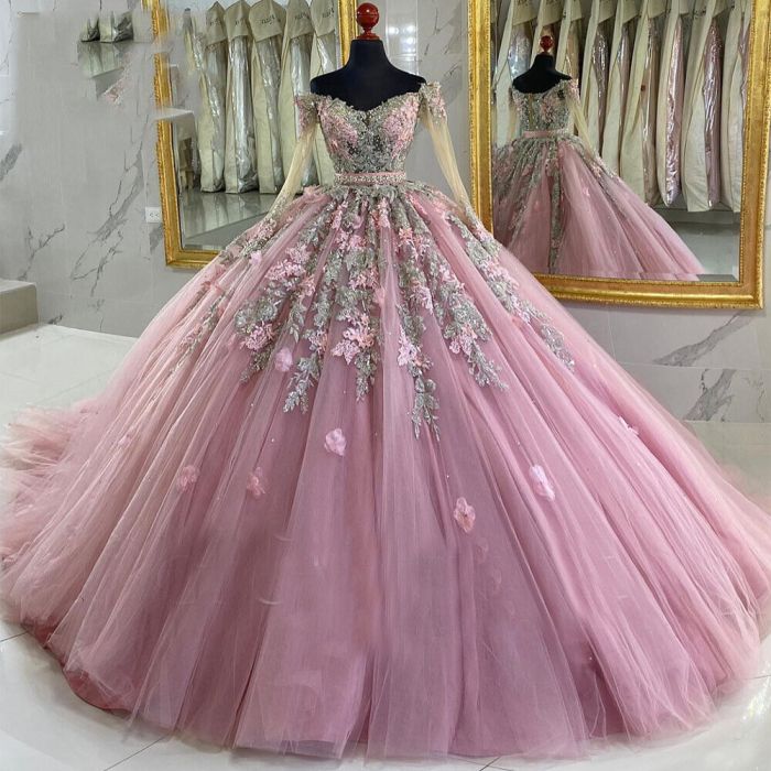 Pink princess wedding dress