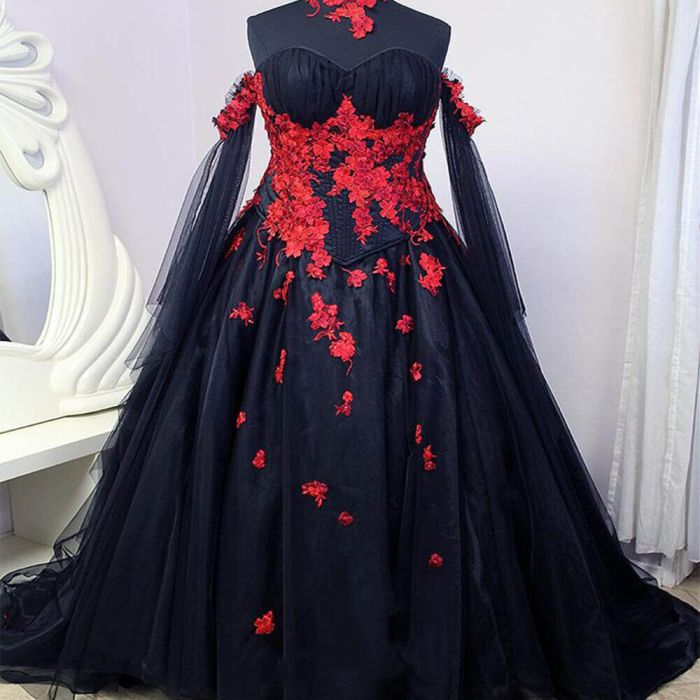 White red black wedding dresses