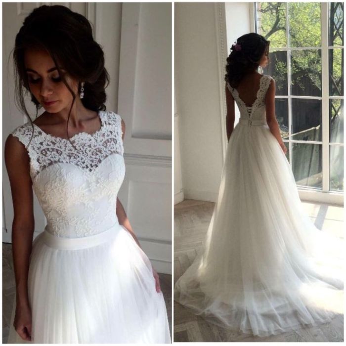 White lace long sleeve wedding dress