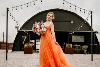 Orange and white wedding dress